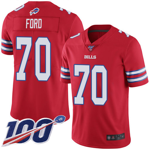Men Buffalo Bills 70 Cody Ford Limited Red Rush Vapor Untouchable 100th Season NFL Jersey